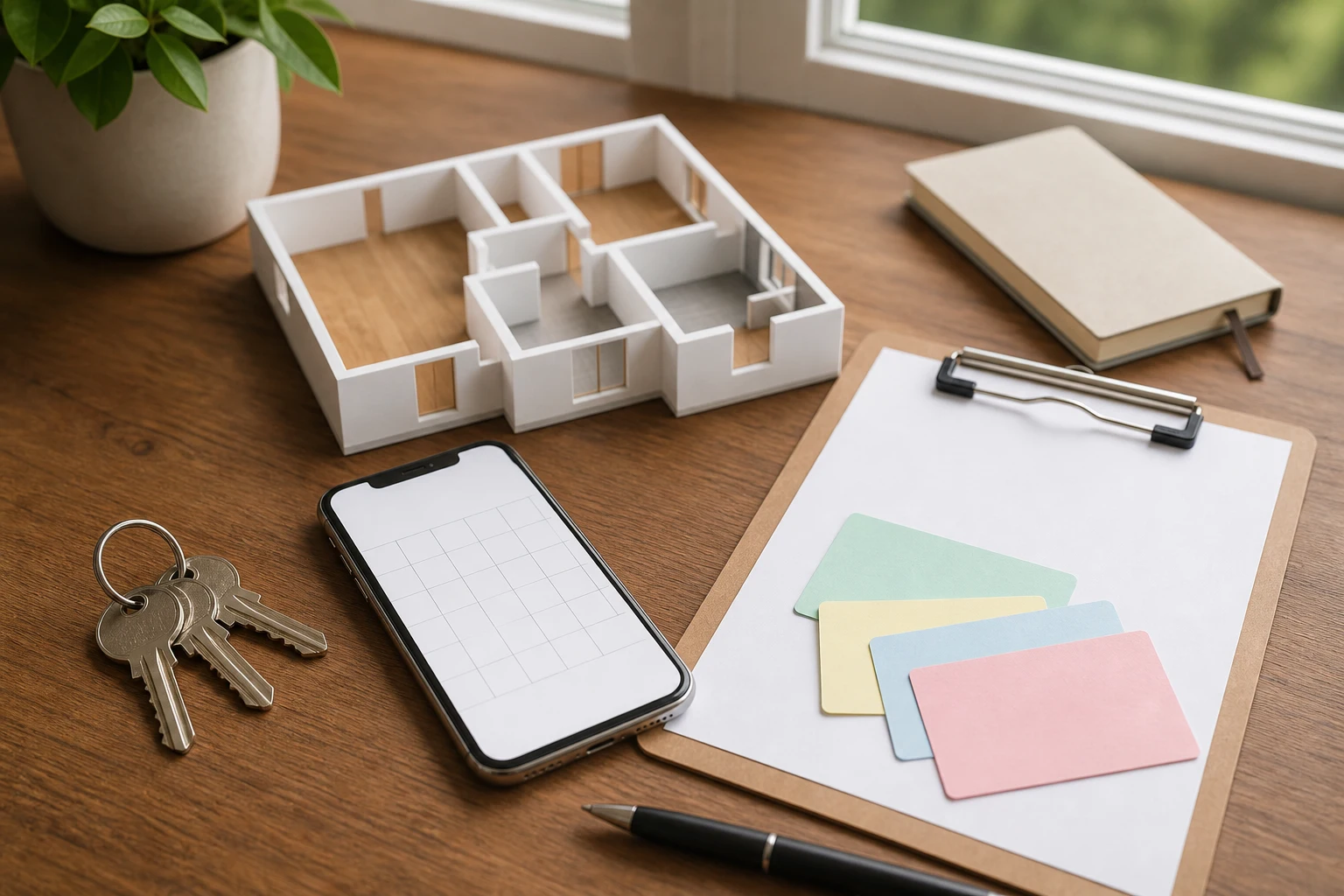 An unbranded property scheduling workspace with a blank calendar
